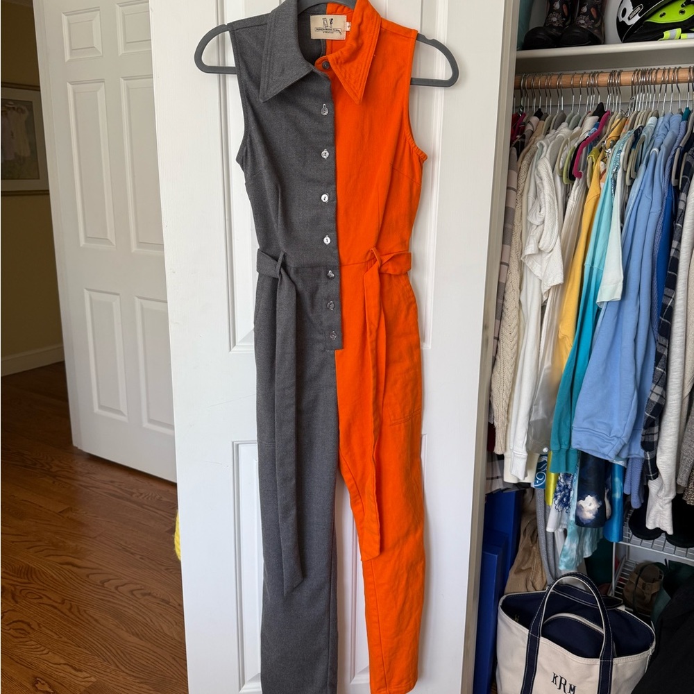 FASHION BRAND COMPANY Director Jumpsuit Orange and Grey Size Small - Picture 4 of 6